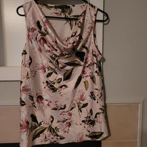 WHBM Pink Floral Draped Shell